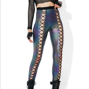 Dolls Kill Holo Corset Leggings